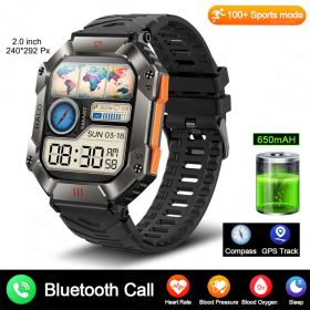 New Military Smart Watch For Android GPS Ftiness Women (Color: BLACK)